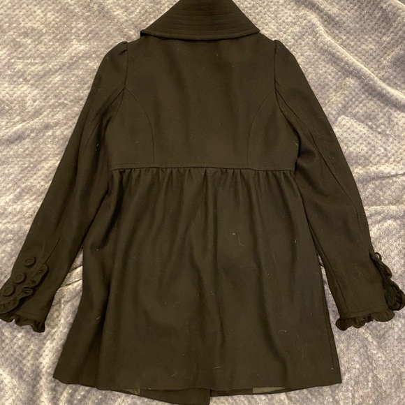 Like New perfect condition black ruffled wool coat SzM - Picture 9 of 9